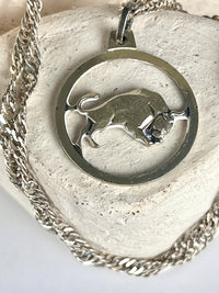 Vintage Sterling Silver Taurus Necklace