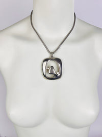 Modernist Silver Tone Pendant Necklace