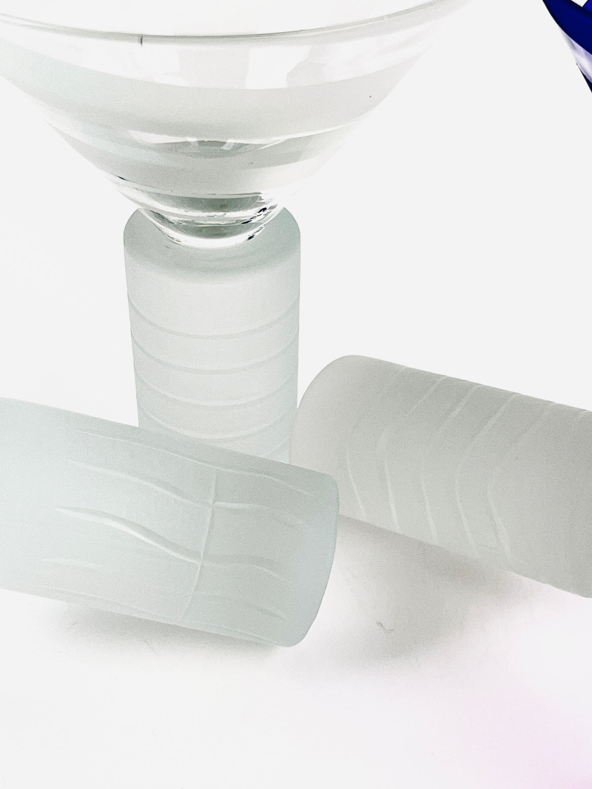 Postmodern Column Base Spiraled Martini Glasses