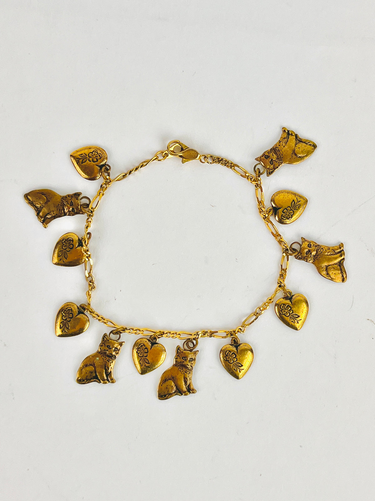 Vintage Cat Charm Bracelet