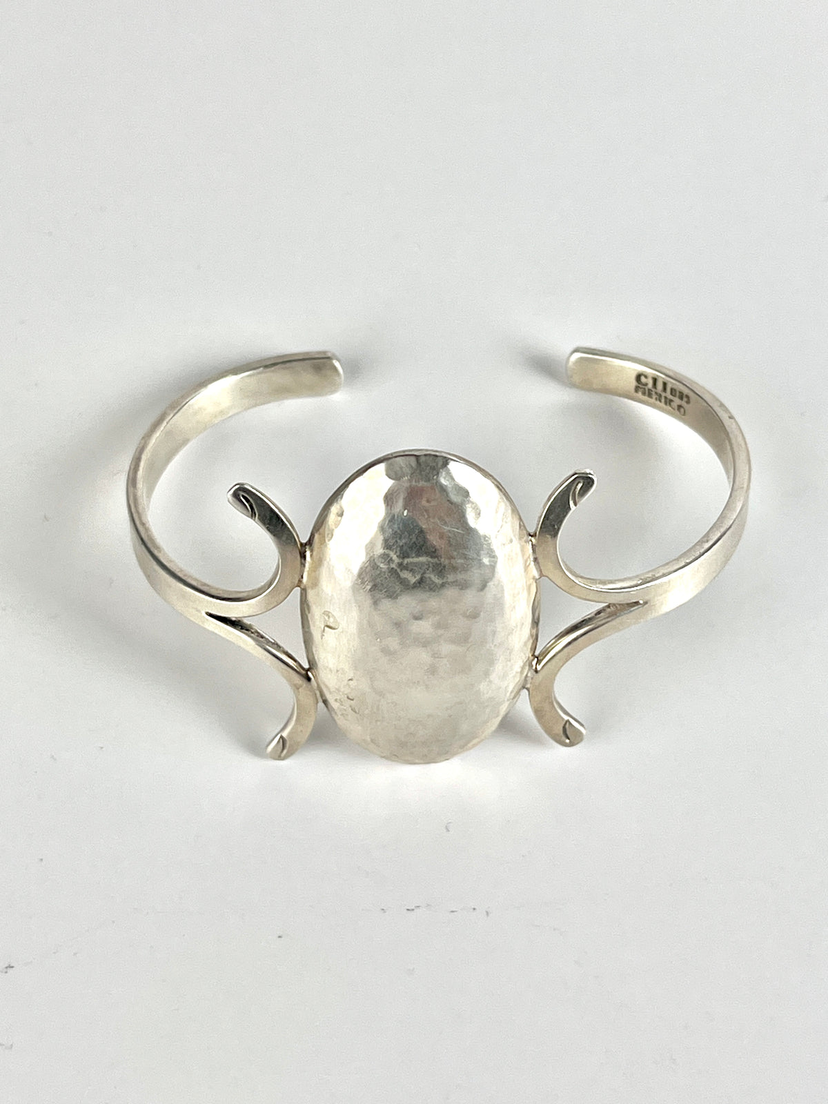 Vintage Modernist Sterling Silver Cuff Signed CII Mexico