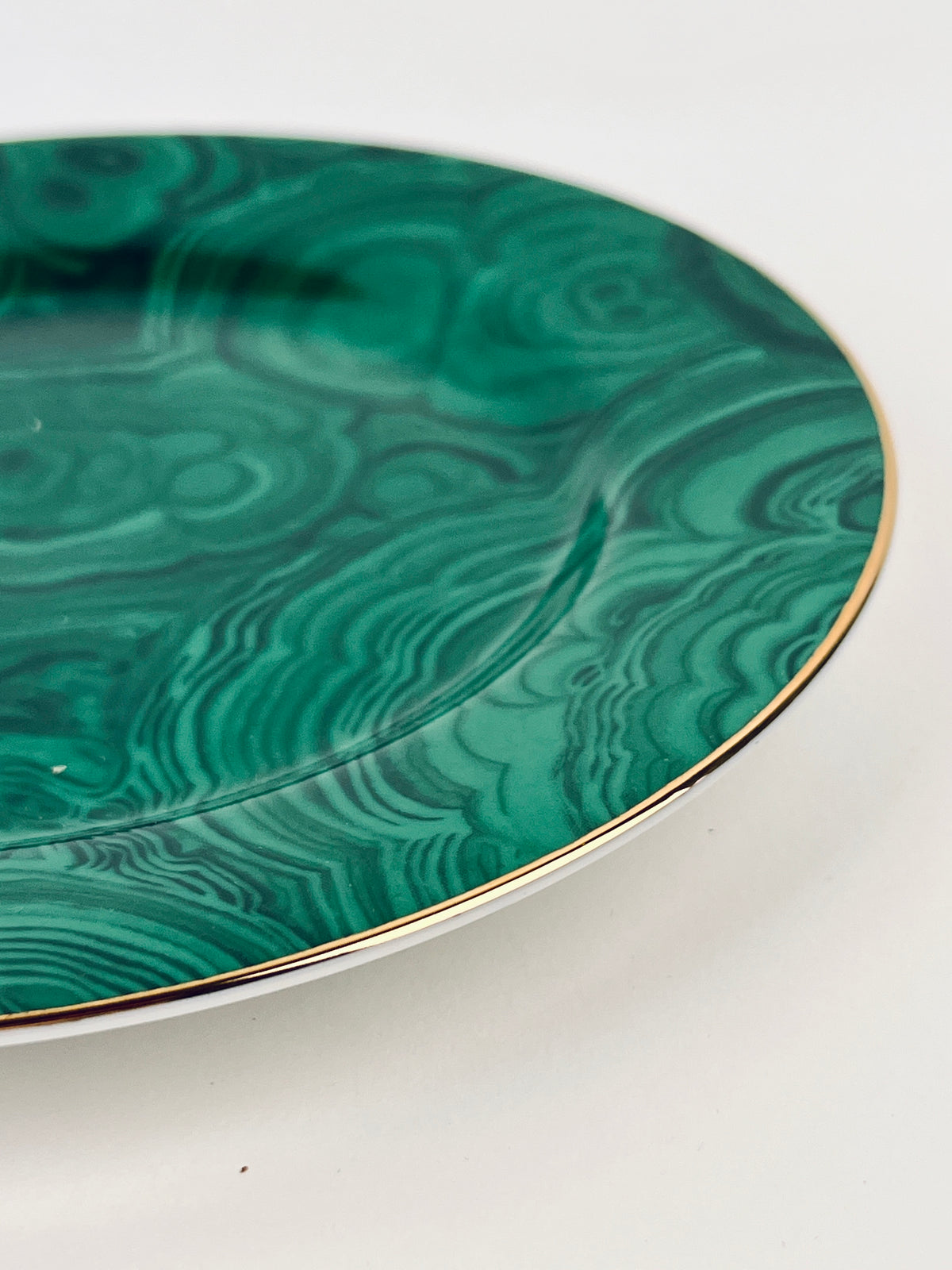 Vintage Neiman Marcus Malachite Gold-Trimmed Dessert Plates - Set of 6