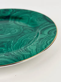 Vintage Neiman Marcus Malachite Gold-Trimmed Dessert Plates - Set of 6