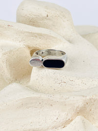 Modernist Sterling Onyx Ring