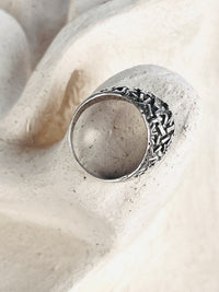 Modernist Sterling Textured Dome Ring