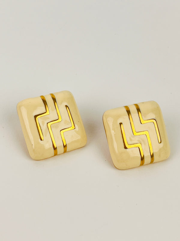 Vintage Enameled Square Earrings