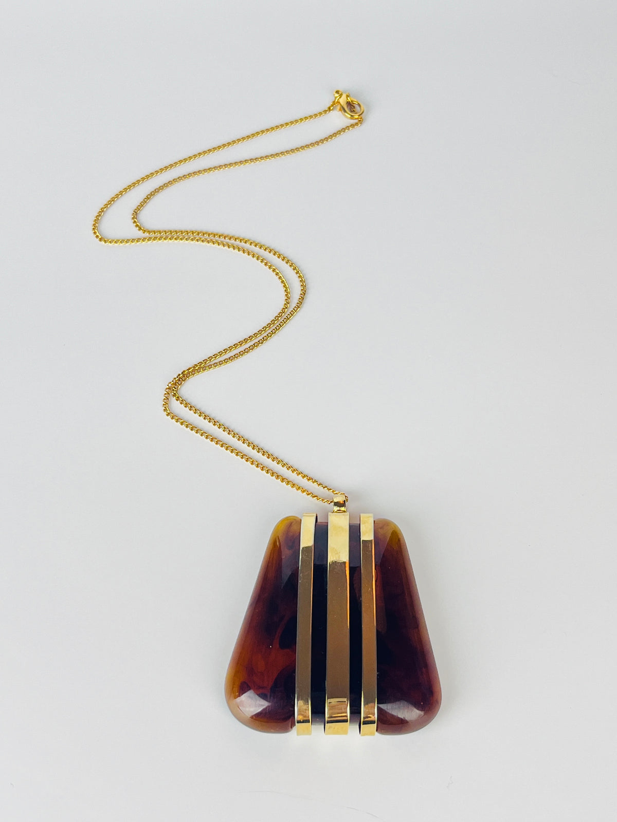 Vintage Amber Lucite Pendant Necklace
