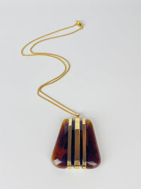 Vintage Amber Lucite Pendant Necklace