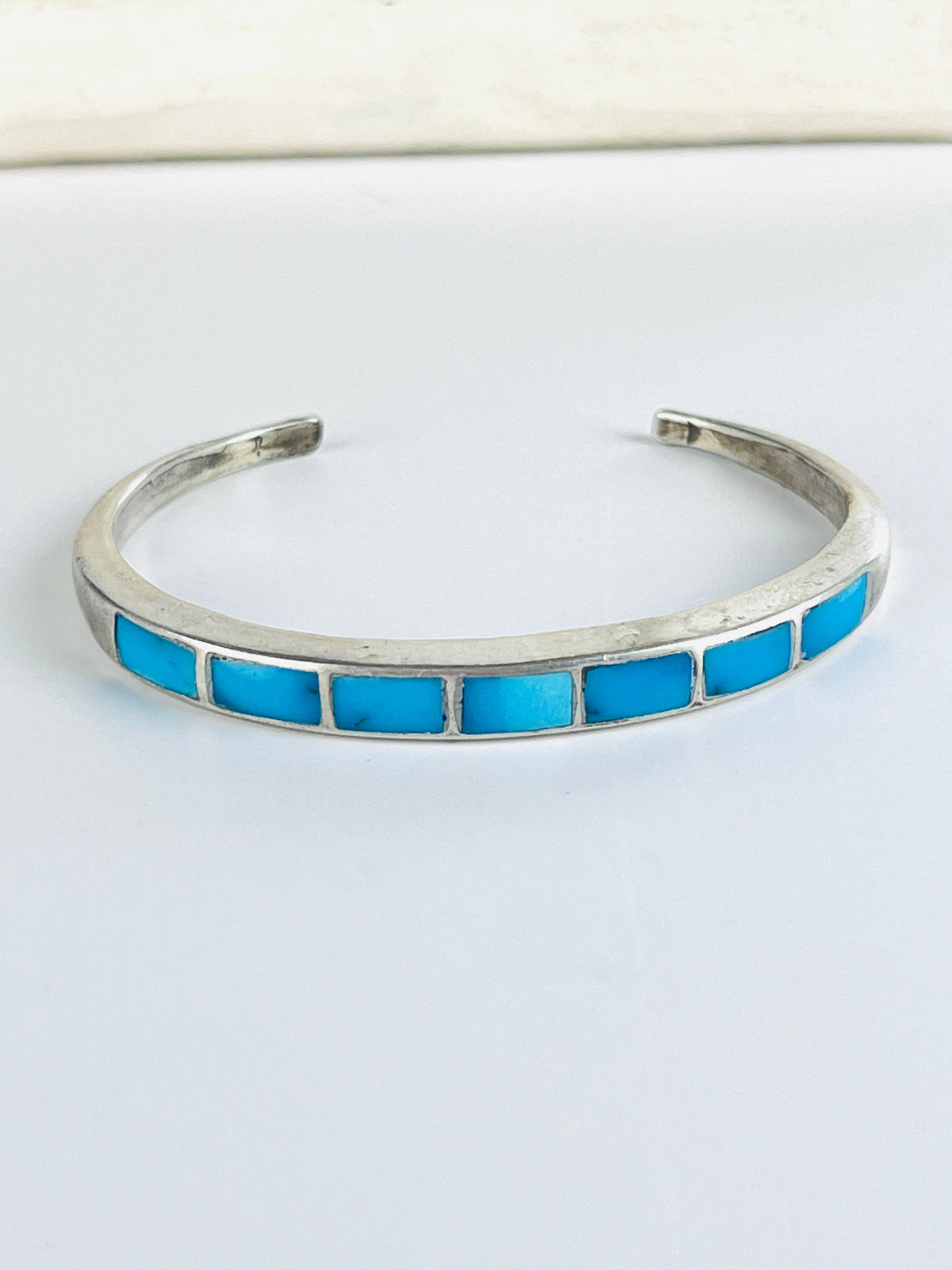 Vintage Sterling Silver & Turquoise Zuni Cuff Bracelet