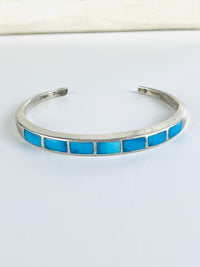 Vintage Sterling Silver & Turquoise Zuni Cuff Bracelet