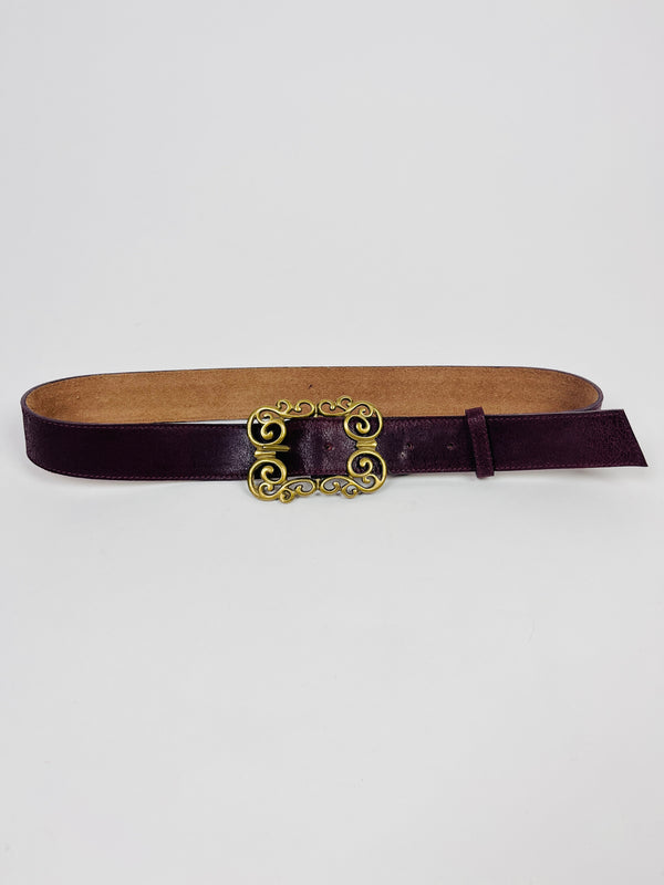 Vintage Leather Belt with Brass Buckle