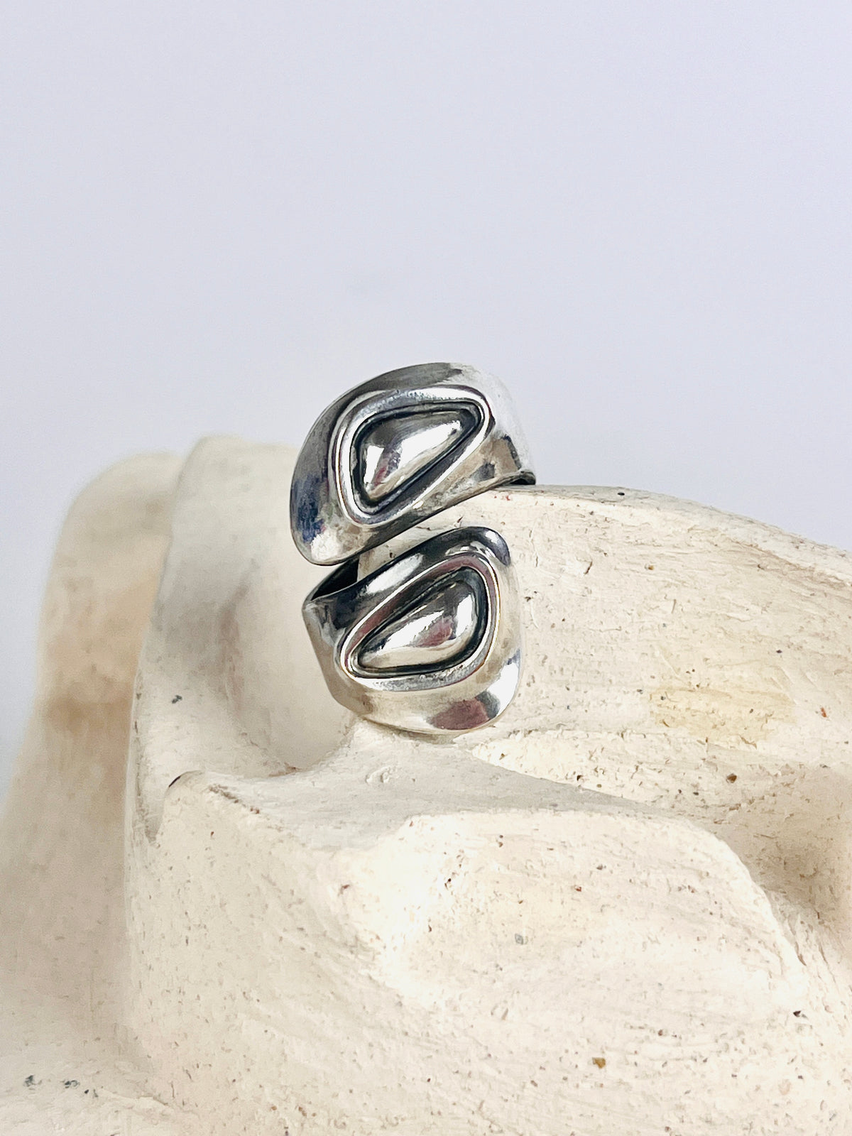 Modernist Sterling Bypass Ring