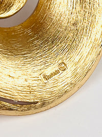 Vintage Crown Trifari Textured Gold Brooch