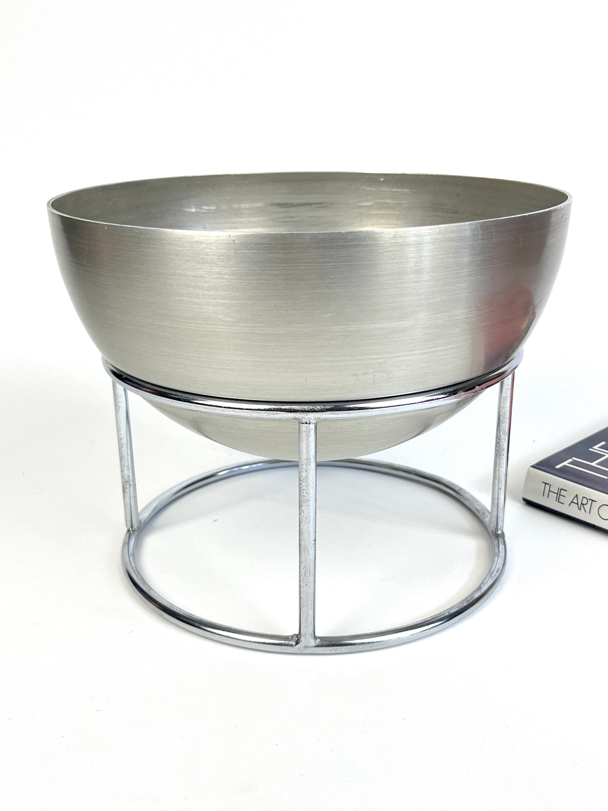 Vintage Modernist Hugh Acton Spun Aluminum Planter on Chrome Stand
