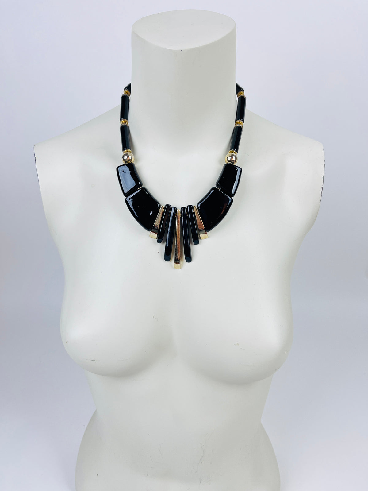 Vintage Black Beaded Necklace
