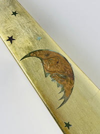 Vintage Celestial Gold Carved Wood Obelisk