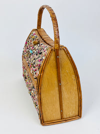 Vintage Woven Wicker Seashell Bag