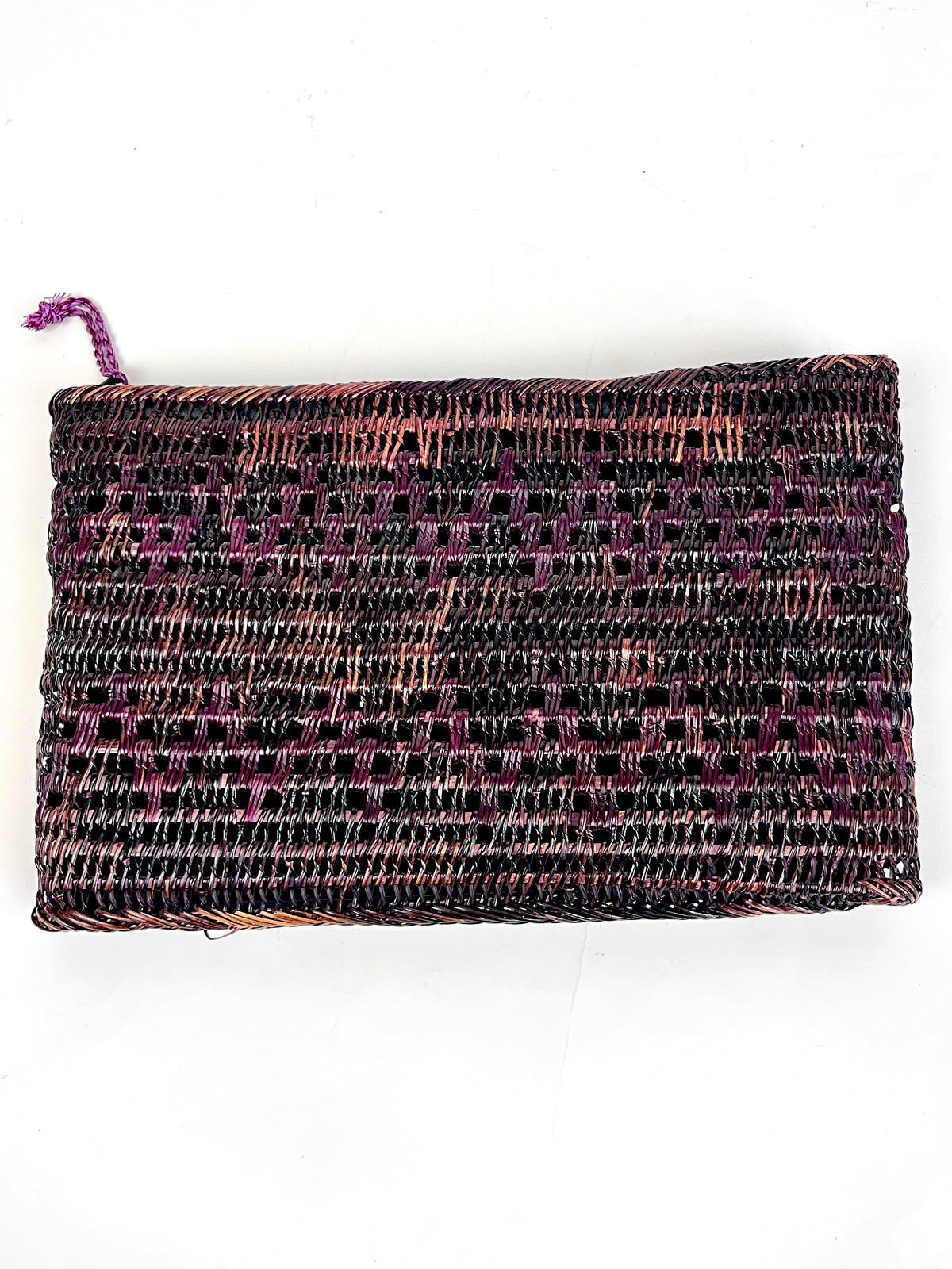 Vintage Woven Wicker and Shell Oversized Clutch