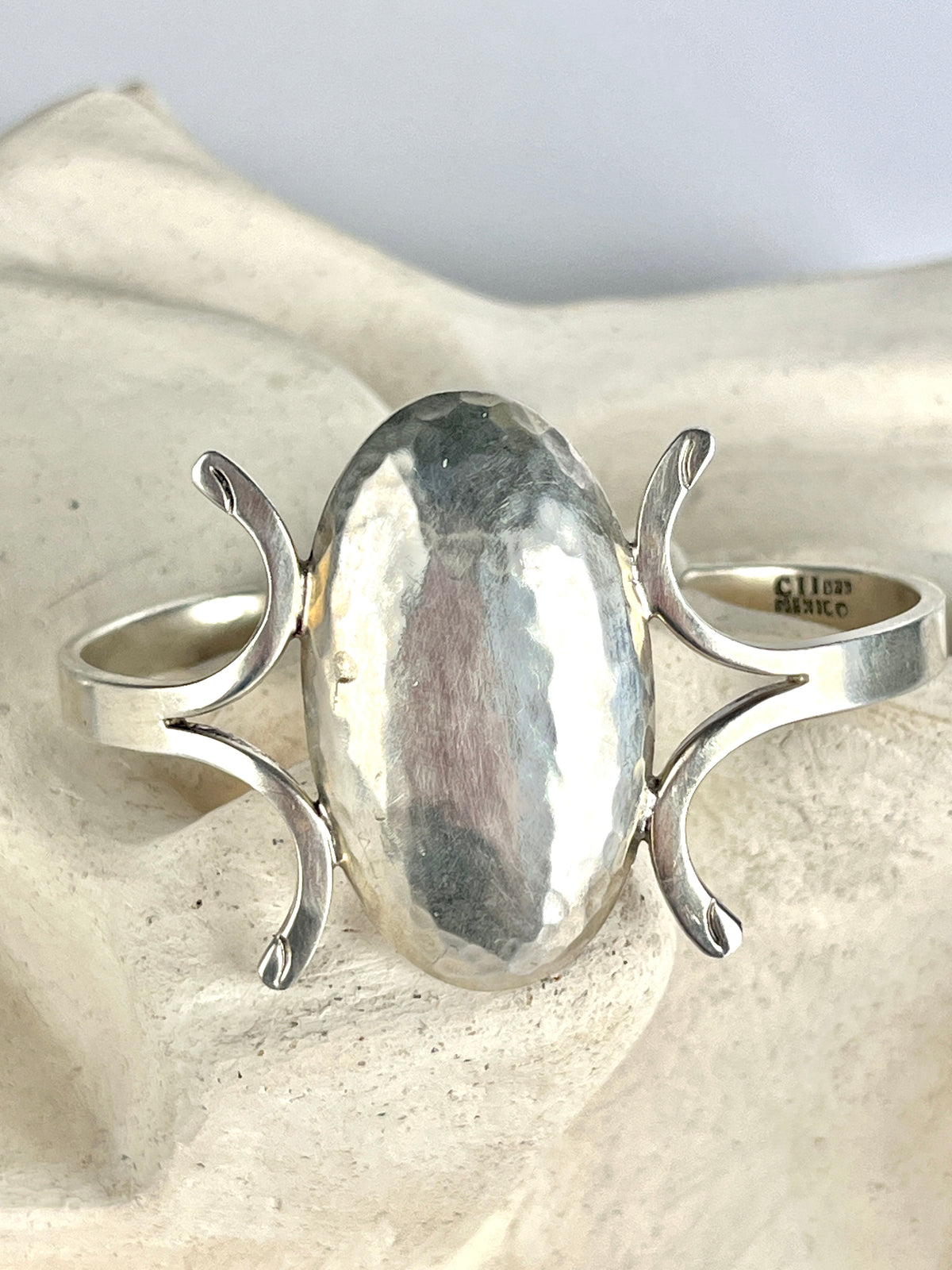 Vintage Modernist Sterling Silver Cuff Signed CII Mexico