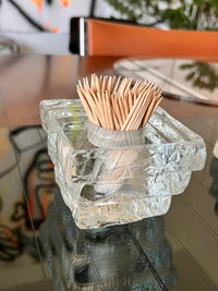 Postmodern Stacked Glass Candle & Toothpick Holder Set