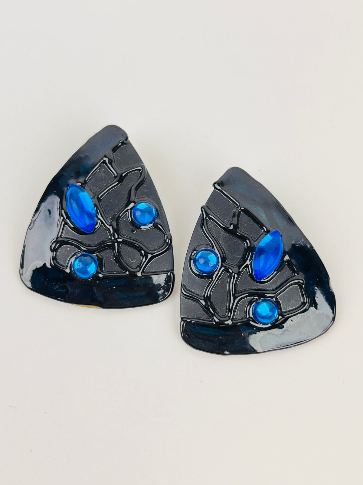 Vintage Enameled Triangle Earrings