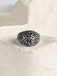 Modernist Sterling Textured Dome Ring