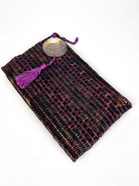 Vintage Woven Wicker and Shell Oversized Clutch
