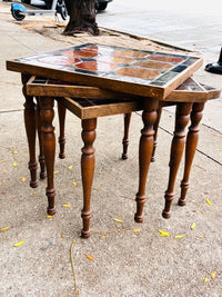 Vintage MCM Tile Top Stacking Tables, Set of 3