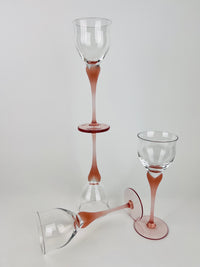 Vintage Pink-Stemmed Wine Glasses - 4pc