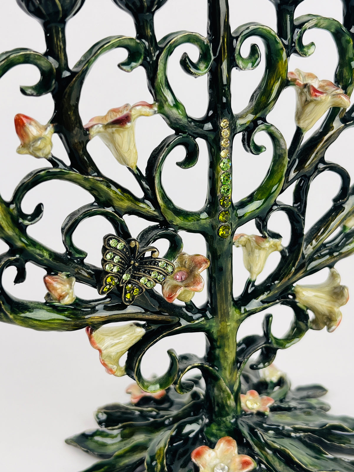 Floral Enameled Metal Menorah