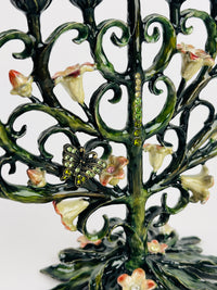 Floral Enameled Metal Menorah