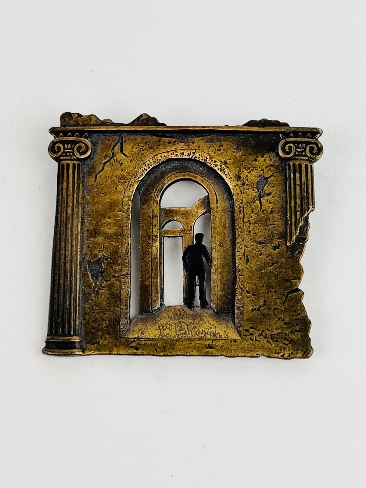 Postmodern Brass Brooch