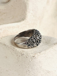 Modernist Sterling Textured Dome Ring