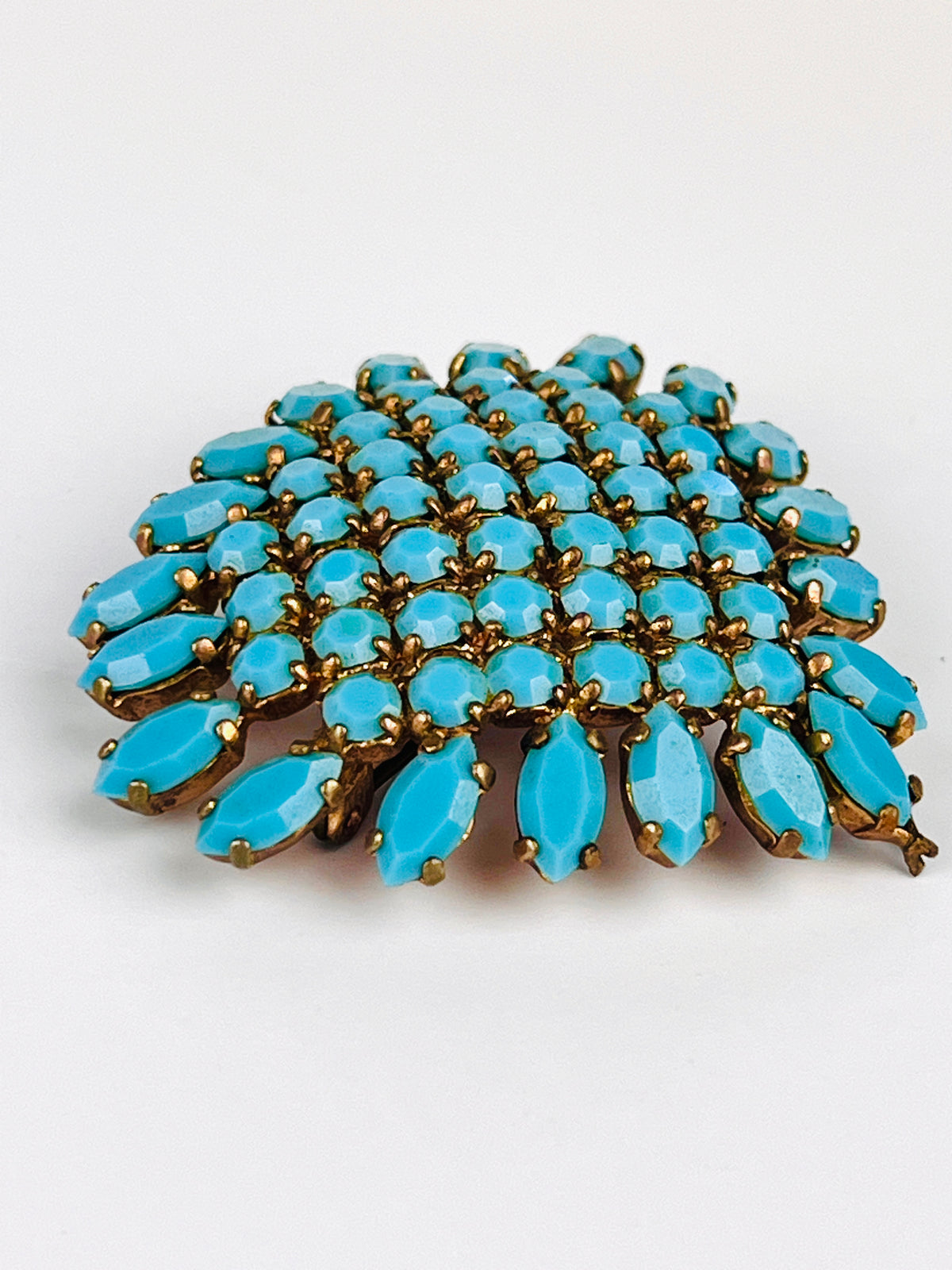 Vintage 1950s Turquoise Glass Brooch & Pendant