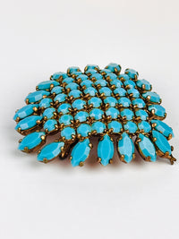 Vintage 1950s Turquoise Glass Brooch & Pendant