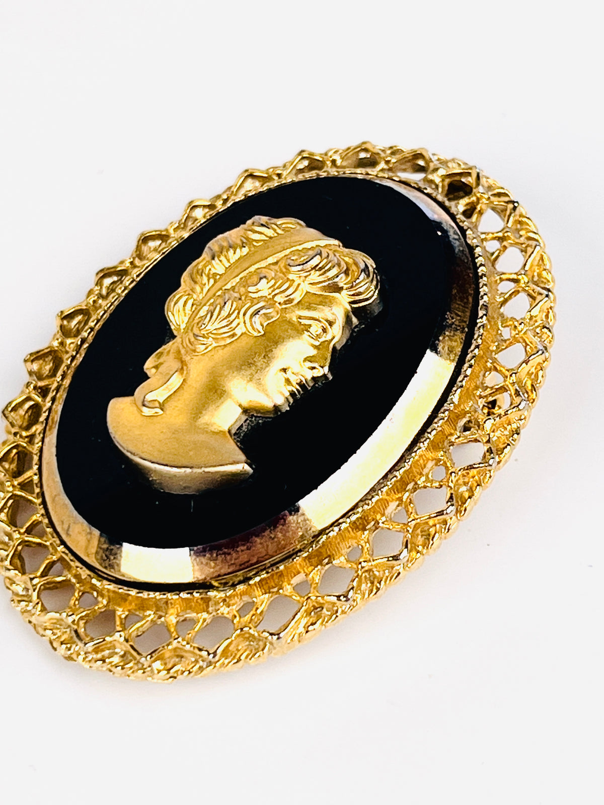 Vintage Glass Cameo Brooch & Pendant