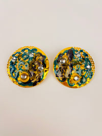 Vintage Enameled Metal Earrings