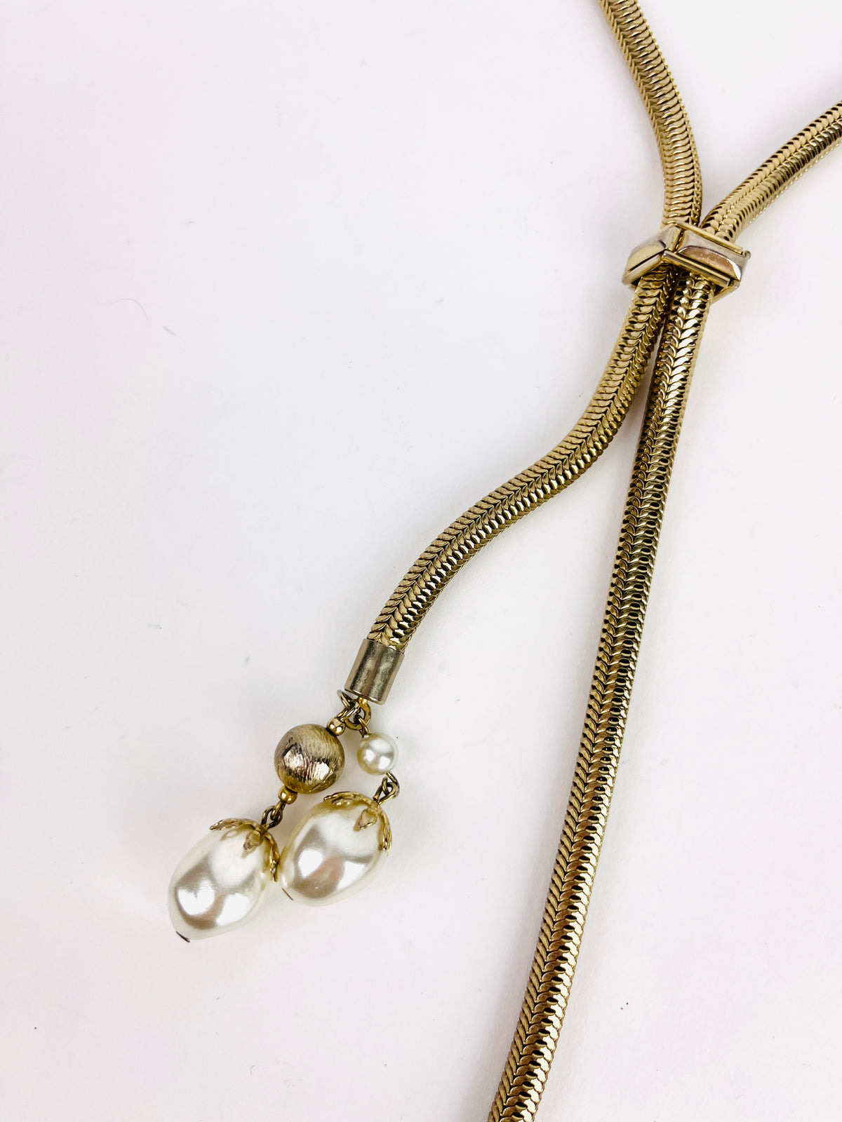 Vintage Adjustable Faux Pearl Necklace