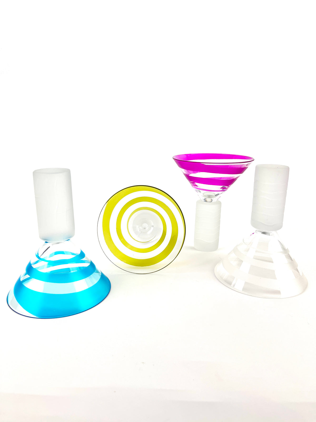 Postmodern Column Base Spiraled Martini Glasses