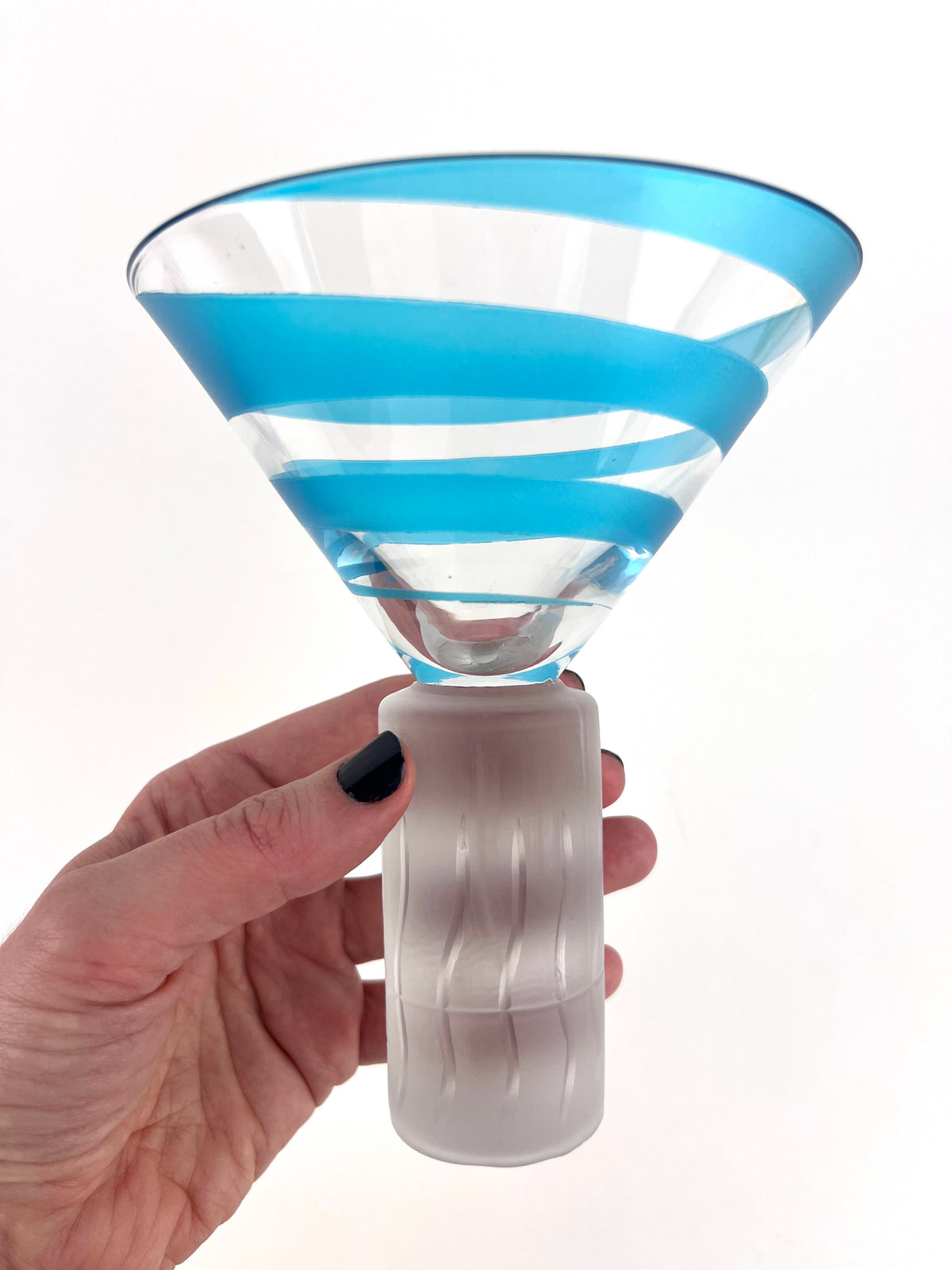 Postmodern Column Base Spiraled Martini Glasses