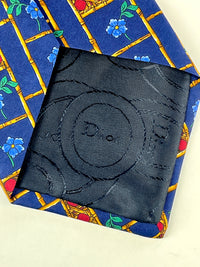 Christian Dior Vintage 90s Silk Tie, Flower and Bamboo Design