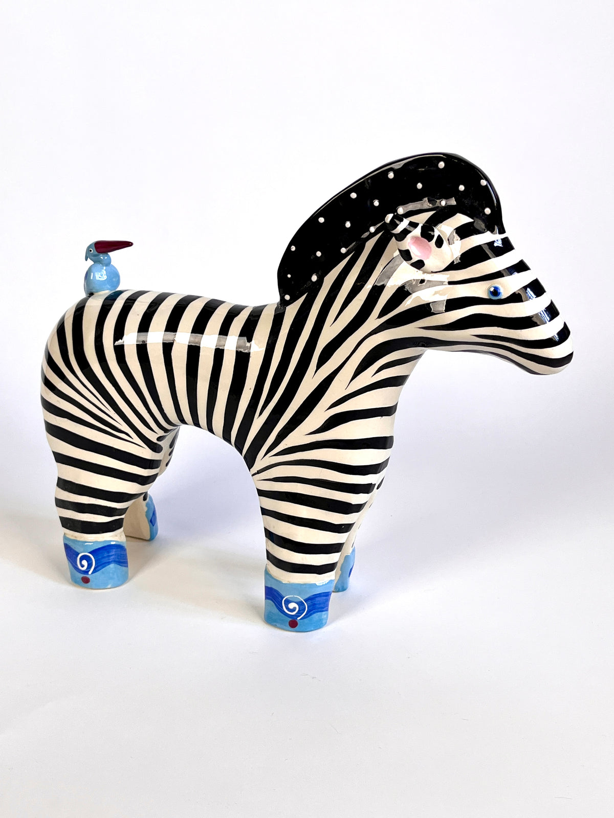 Vintage Postmodern Zebra Sculpture