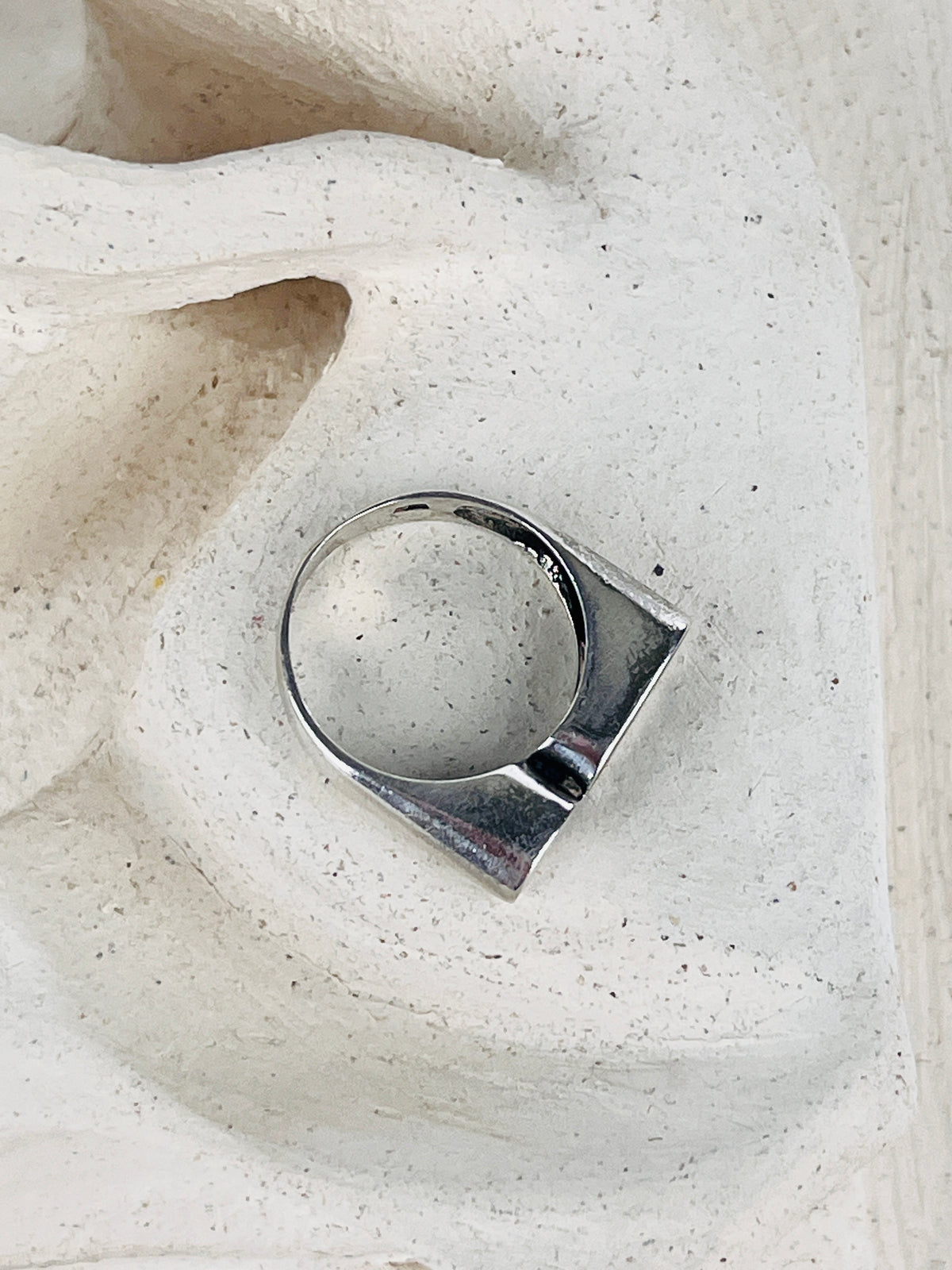 Modernist Sterling Onyx Ring