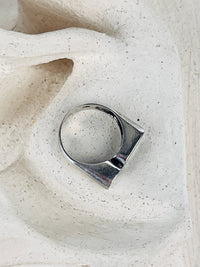 Modernist Sterling Onyx Ring