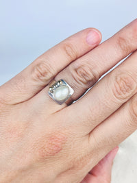 Modernist Sterling Pearl Ring