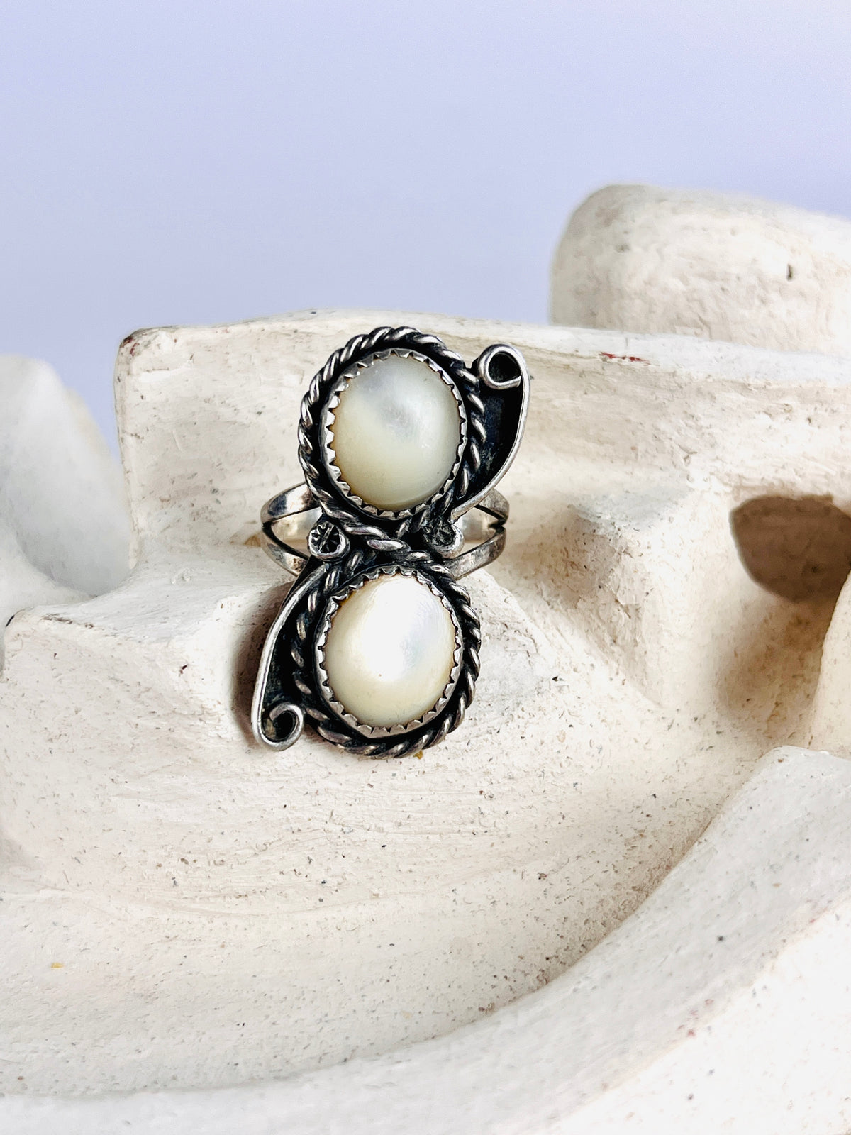 Vintage Navajo Sterling & Mother of Pearl Ring