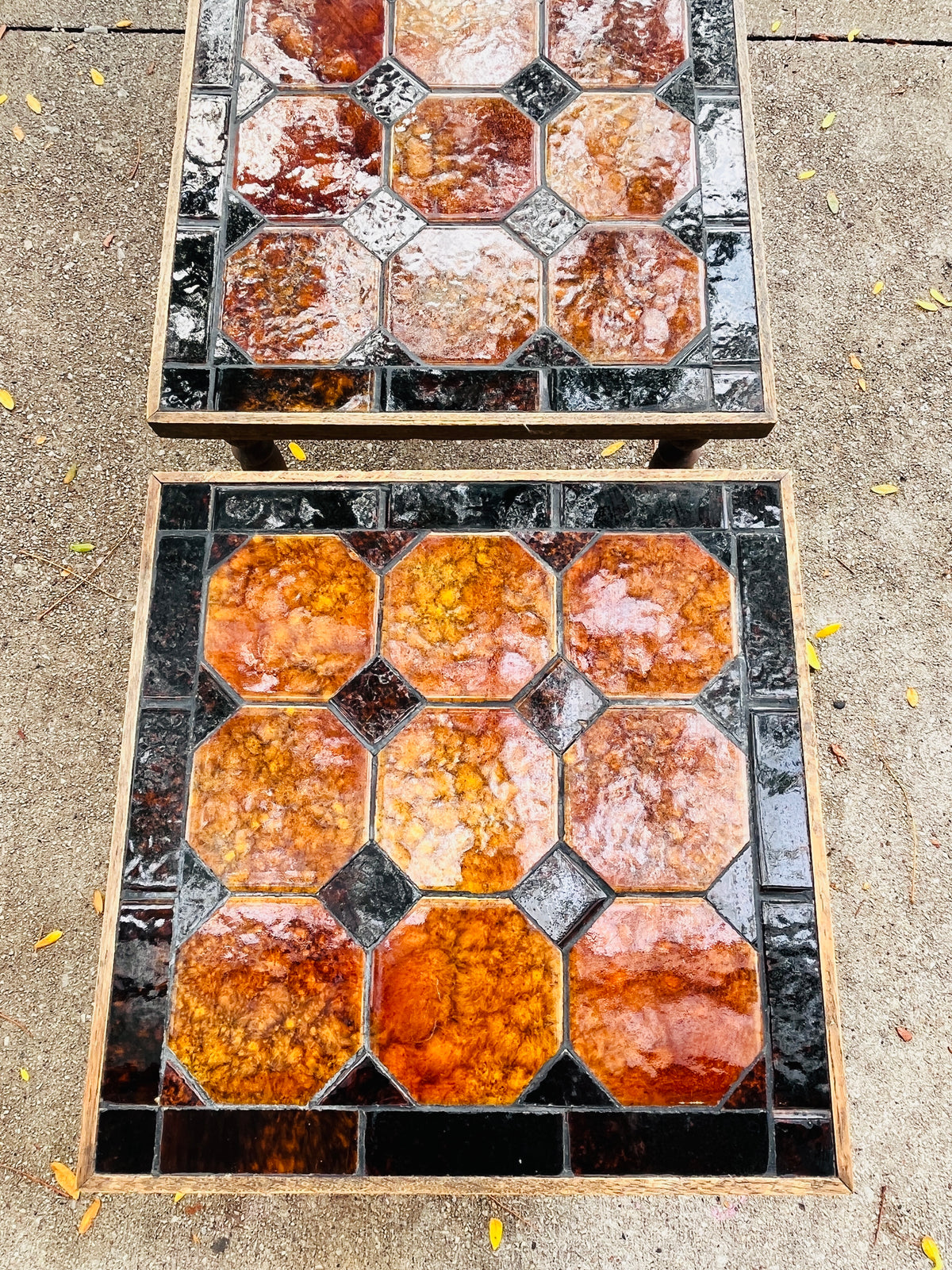 Vintage MCM Tile Top Stacking Tables, Set of 3