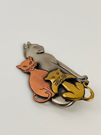 Vintage Mixed Metal Cat Brooch
