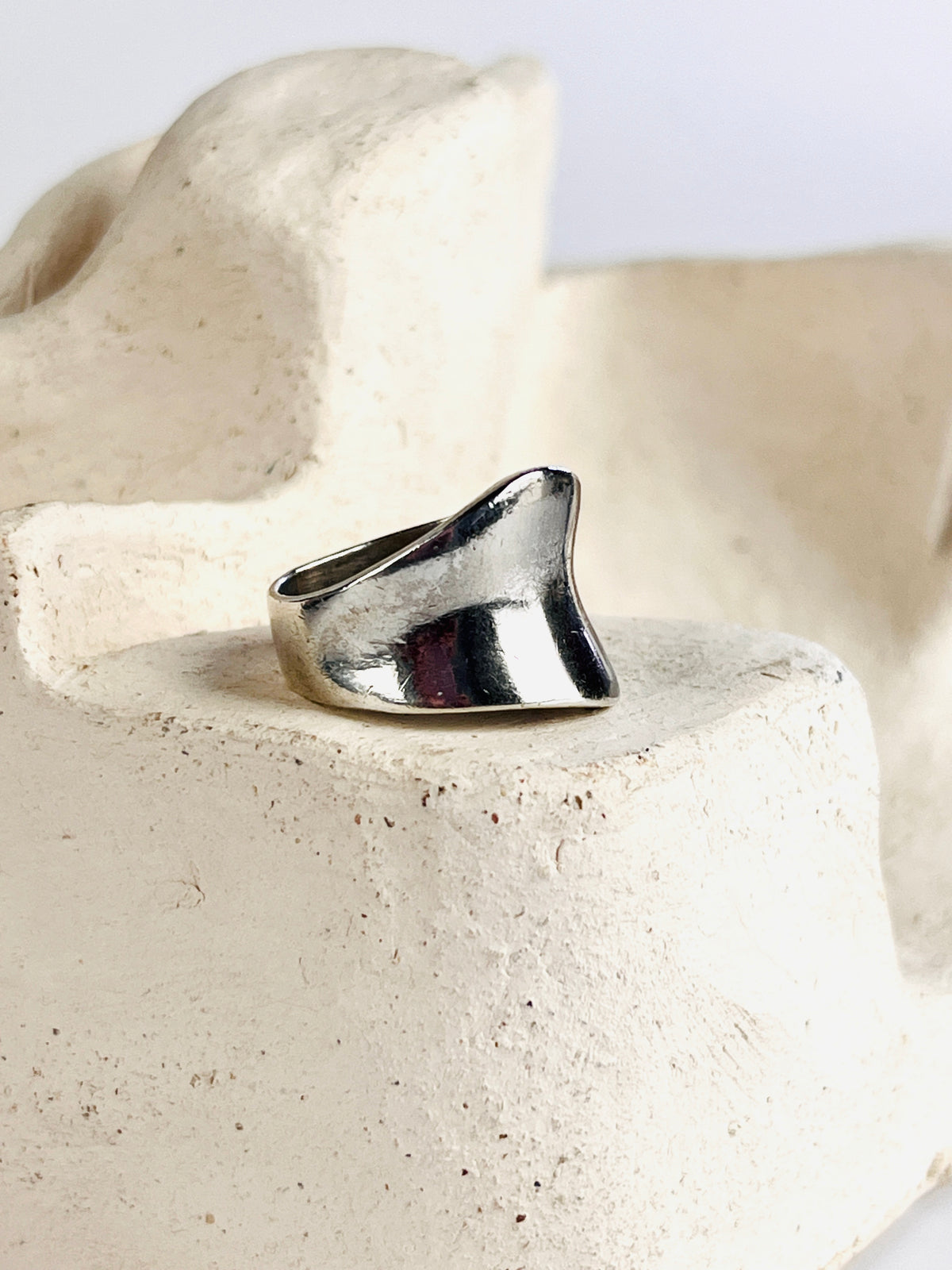 Vintage Modernist Sterling Silver Wave Ring