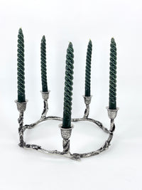 Vintage Round Candle Holder with Leaf Motif